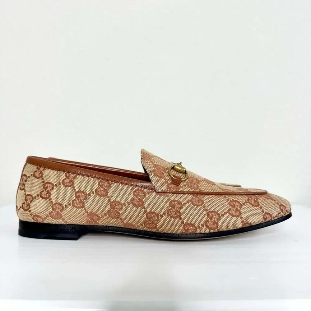 GUCCI Women’s Jordaan GG Canvas Loafers NEW 38.5 - Picture 2 of 10